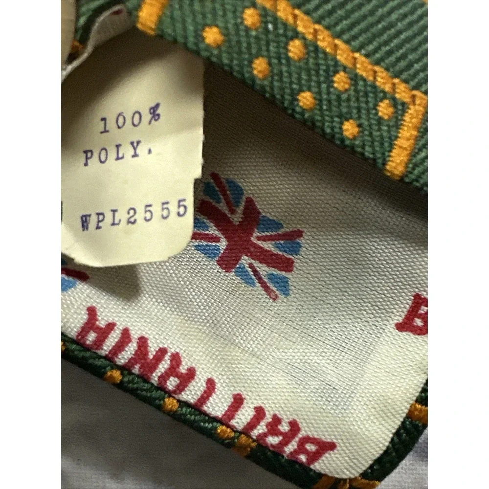 Brittania Vintage Blue Green Gold Square Dot Link S Polyester Wide Tie Neck 52